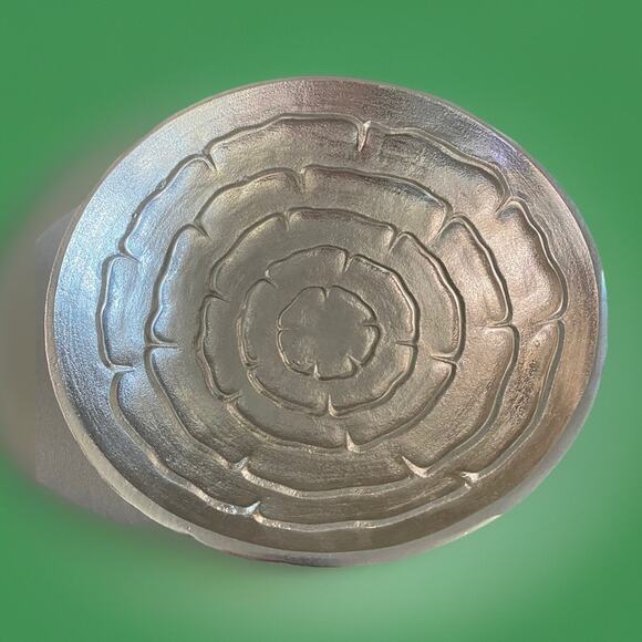 Large Polished Cast Aluminum India Floral Motif Decorative Bowl 11.75" x 3.25" - Picture 1 of 4